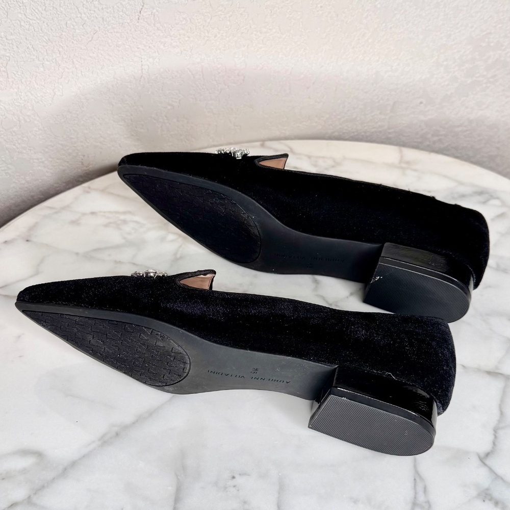 Adrienne Vittadini NIB Palo Flats Bejeweled point toe black Velvet,party,wedding - Picture 4 of 7
